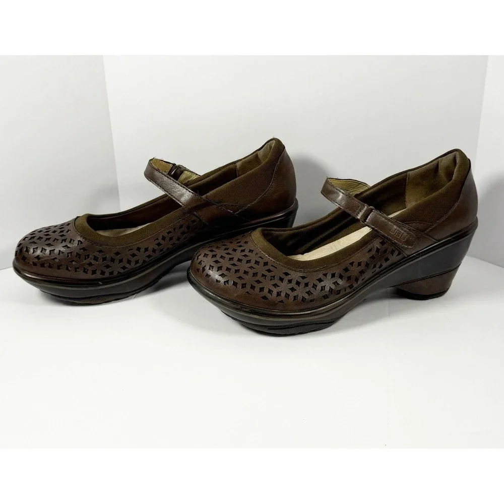 JBU By Jambu Alicante Mary Jane Wedge Heel Clog Buckle Memory Foam Y2K Brown 9M - Picture 3 of 16